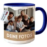 Tasse personalisiert mit eigenem Foto personalisierte Tasse mit Foto Geschenk für Freundin Geschenke Frauen Fototasse bedrucken Muttertagsgeschenk Fototasse Fotogeschenke Kaffeetasse (Dunkelblau)