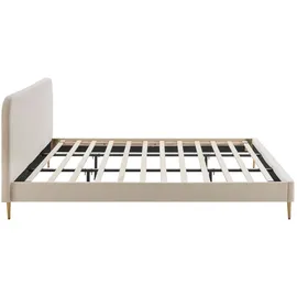 Dynamic24 Polsterbett mit Samtbezug Beige 180x200 cm Doppelbett Ehebett Bettgestell