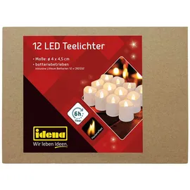 IDENA LED Teelichter 4 cm 12 St. weiß