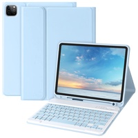 Tastatur Hülle für iPad Air 5. und 4. Generation 10,9" 2022/2020, iPad Pro 11" Tastatur Hülle 2022/2021/2020/2018, Abnehmbare Bluetooth-Tastatur mit Stifthalter für iPad 11" 1./2./3. Gen(Hellblau)