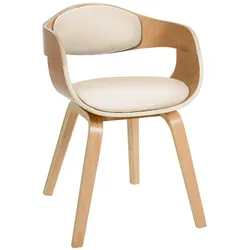 DELUKE® Besucherstuhl LONDON - 73x49x46cm, Natur/Creme | Kunstleder | Holz Gestell | Konferenzstuhl Wartezimmerstuhl