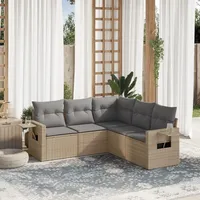 Gecheer 5-TLG. Gartenlounge Set, Balkonlounge Set, Terrassensofa Rattan, Loungemöbel Polyrattan, Polyrattan Gartenmöbel Wetterfest, Garten Sofa Set, Kissen