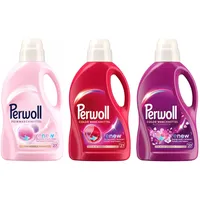 PERWOLL Flüssig-Set 3x 27 Waschladungen (81WL) 1x Color & 1x Color Blütenrausch & 1x Für Wolle & Feines, Feinwaschmittel-Set erneuert Farben, mit Dreifach-Renew-Technologie