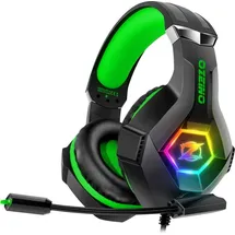ozeino Wired Gaming Headset mit Mikrofon 3D Surround Sound Geräuschunterdrückung RGB Licht