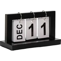 Tischkalender aus Massivholz mit Metall-Eisenring, rostbeständig, ewiger Kalender aus Holz, Ornament, Tischdekor, Schwarz