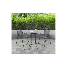 VCM Gartenmöbel 3er-Set - schwarz , Maße cm B: 70 H: 108