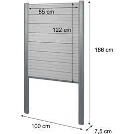 MCW WPC Sichtschutz 100 x 180 cm Grau