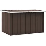 IKAYAA Gartenbox aus Metall Groß Garten Auflagenbox XXL Garten Aufbewahrungsbox Gartenbox Kissenbox Gerätebox Gartentruhe für Gartengeräten Poolzubehör Spielzeug 149 x 99 x 93 cm Braun