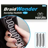 MAVURA Haarstyling-Set BraidWonder Flechtwunder Stylinghilfe Flechthilfe Frisurenhilfe, Braider Zopfhilfe Haardreher Werkzeug, zum Flechten von Haare Dutt Haarstyling [3er Set] schwarz