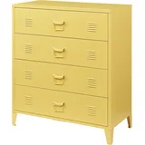 [en.casa] Metallschrank Hämeenlinna mit 4 Schubladen 80x40x92 cm Gelb