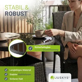 Juskys Yoro Polyrattan Gartentisch rund Ø 80 cm Schwarz