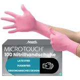 Ansell Micro-Touch Nitrafree Latexfreie Einweghandschuhe, Nitrilhandschuhe Puderfrei, Einmalhandschuhe Rosa, Untersuchungshandschuhe, Op Handschuhe XL (100 Stück)