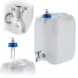 KADAX Wasserkanister mit Ablasshahn, Wasserbehälter mit Wasserauslauf, Kanister mit Integrierter Zapfhahn und Seifenspender, Camping Tank Reisekanister (20 Liter)