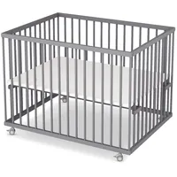 Sämann Laufgitter mit Matratze Cloud Air - grau - Premium Kollektion | Gr.: 75x100 cm