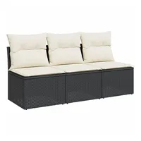 vidaXL Gartensofa 3-Sitzer Loungesofa schwarz