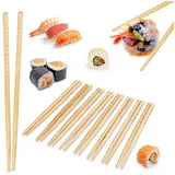 Relaxdays 20 Paar Essstäbchen, Wiederverwendbare Stäbchen, Chopsticks Set, rutschfest, 24 cm, Bambus,