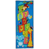 Relaxdays Kinderteppich Hüpfkästchen, mit Tieren - Blau