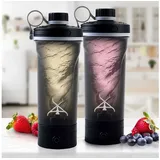 shop'n smile ideoon Akku-Smoothie-Maker Akku-Shaker Protein-Mixer tragbar mit USB-C Ø10,6 x 25,6 cm, 600ml Akku-Shaker für klumpenfreie Proteinshakes