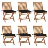 vidaXL Klappbare Gartenstühle mit Kissen 6 St. 6 x 6 x 6 cm schwarz