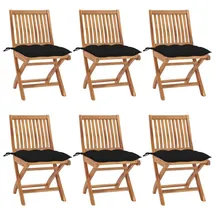 vidaXL Klappbare Gartenstühle mit Kissen 6 St. 6 x 6 x 6 cm schwarz