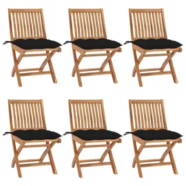 vidaXL Klappbare Gartenstühle mit Kissen 6 St. 6 x 6 x 6 cm schwarz