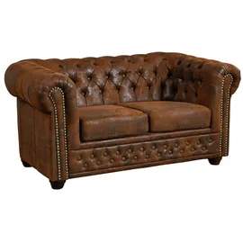 Massivmoebel24 Sofa 148x86x72 braun CHESTERFIELD