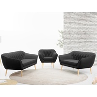 MKS MÖBEL Sofa PIRS 3 2 1, Set, Zwei Sofas, T30-Schaum, Moderne Sofa Set, Skandinavische Deko, Holzbeine grau