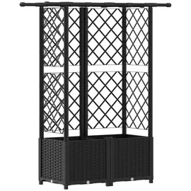 vidaXL Hochbeet mit Rankgitter und Dach 124 x 40 x 138 cm Schwarz