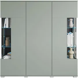 INOSIGN Highboard INOSIGN "Kenia", grün (salbei), B:135cm H:134cm T:39,5cm, FSC-zertifizierter Holzwerkstoff, Glas, Hartfaserplatte, Kunststoff, Sideboards, Highboard, Modernes Highboard, mit Glastüren, Breite 135 cm