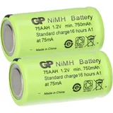 GP 2 x GP GP75AAH Akku 2/3AA Mignon NiMH Akku 1,2V 750mAh
