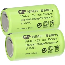 GP 2 x GP GP75AAH Akku 2/3AA Mignon NiMH Akku 1,2V 750mAh