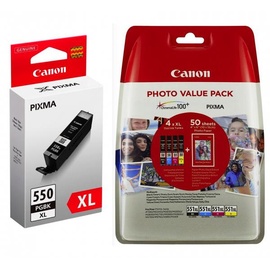 Canon PGI-550XL pigmentiertes schwarz + CLI-551XL CMYK