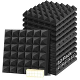 12 Stück akustikschaumstoff, schallschutz für Podcastsfür Podcast Aufnahmestudio, schalldämmung reduzieren Hall-Echo-Fliesen für Decken im Heimbüro, doppelseitigem Kleber, Pyramiden, 30x30x5