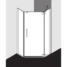 Kermi Pasa XP Fünfeck-Duschkabine Pendeltür PXR47090201YK 90x90x200cm, silber matt, ESG SR OpacoClean, rechts
