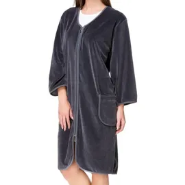 Aquarti Damen Velours Bademantel Morgenmantel Kurz mit Reißverschluss, Farbe: Graphit, Größe: XXL - XXL