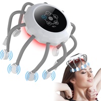 Kopfmassage Spinne Elektrische mit Rotes Licht, Bluetooth 10 Kontakte Vibration 5 Modi Kopfmassagegerät zur Linderung von Kopfschmerzen Stress und Tiefschlaf