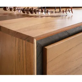 DeLife Couchtisch Stonegrace 115x60 cm Akazie Natur 2 Schubladen Steinfurnier, Couchtische