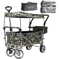 IMLEX Bollerwagen faltbar IM-4268 mit Zubehör - Regenschutz und Kühltasche (Camouflage)