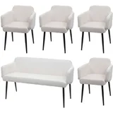 Mendler Esszimmerstuhl HWC-L13 Stoff creme-weiß 4er Set