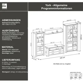 Set One by Musterring Wohnwand »York« 4 Stk. tlg., weiß