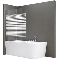 SoGood doporro Duschwand für Badewanne Badewannenaufsatz 120x140cm Duschabtrennung 6mm ESG-Sicherheitsglas teilsatiniert inkl. Nano-beschichtung Badewannenfaltwand