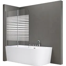 SoGood doporro Duschwand für Badewanne Badewannenaufsatz 120x140cm Duschabtrennung 6mm ESG-Sicherheitsglas teilsatiniert inkl. Nano-beschichtung Badewannenfaltwand