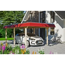 SKANHOLZ Wendland Einzelcarport 3,62 x 6,28 m natur unbehandelt mit Aluminiumdach und Pfostenanker