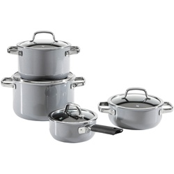 WMF Kochtopfset Fusiontec, Grau, Metall, 4-teilig, 20 cm,24 cm,16 cm, kratzfest, breiter Schüttrand, Kochen, Töpfe, Topf-Sets