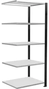 Schulte Anbauregal Büro-Steckregal MULTIplus150 1800 x 750 x 600 mm 5 Fachböden Längenriegel schwarz/RAL 7035 lichtgrau mit Mittelanschlag
