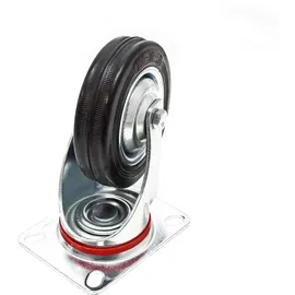 Wiltec Lenkrolle Ø100mm bis 70kg Tragkraft mit Gummirad ungebremst, leiser Lauf, Transportrolle Möbelrolle Laufrolle Möbel-Lenkrolle