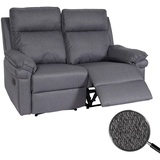 Mendler 2er Kinosessel HWC-L94, Relaxsessel Fernsehsessel Sofa, Armlehne Liegefunktion Nosagfederung Stoff/Textil dunkelgrau