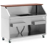 Royal Catering Mobile Cocktail-Station 150 cm Theke in Holzoptik Eisbehälter Flaschenhalter -