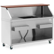 Royal Catering Mobile Cocktail-Station 150 cm Theke in Holzoptik Eisbehälter Flaschenhalter -