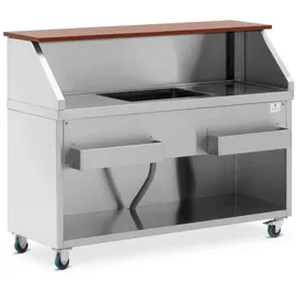 Royal Catering Mobile Cocktail-Station 150 cm Theke in Holzoptik Eisbehälter Flaschenhalter -